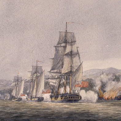Water color painting of the Battle of Valcour Island