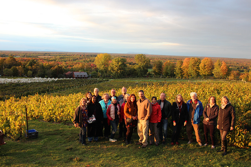 Summit attendees at Domaine des Côtes d’Ardoise winery and cidery in Dunham, Quebec.
